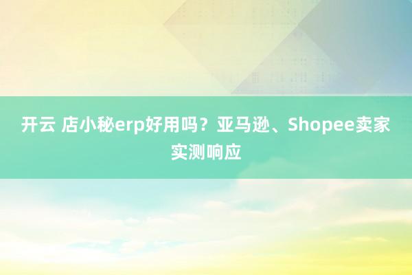 开云 店小秘erp好用吗？亚马逊、Shopee卖家实测响应
