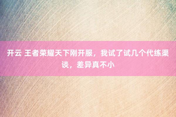 开云 王者荣耀天下刚开服，我试了试几个代练渠谈，差异真不小