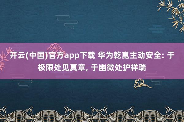开云(中国)官方app下载 华为乾崑主动安全: 于极限处见真章， 于幽微处护祥瑞