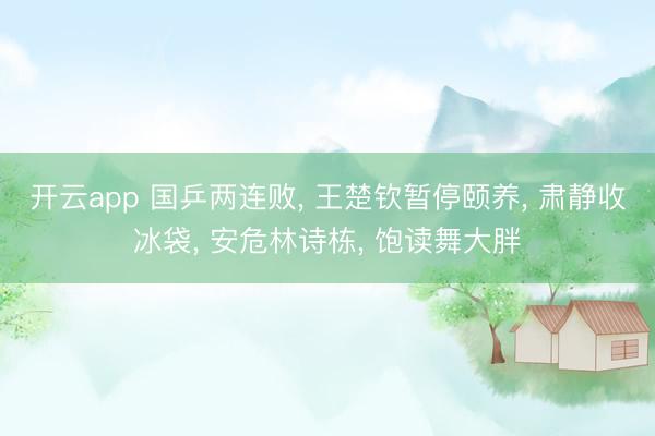 开云app 国乒两连败， 王楚钦暂停颐养， 肃静收冰袋， 安危林诗栋， 饱读舞大胖